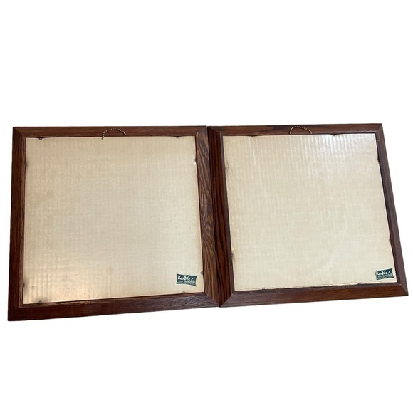 2 Kay 100% Linen Hand Prints Vintage Framed Artwork Winter Farmhouse Scenes - Picture 11 of 15